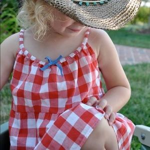 Mini Boden Tiered Red Check Swing Top 🎆